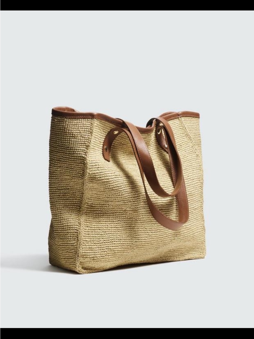 Rag & Bone Daily Leather Trim Straw Raffia Tote Natural NWT $258